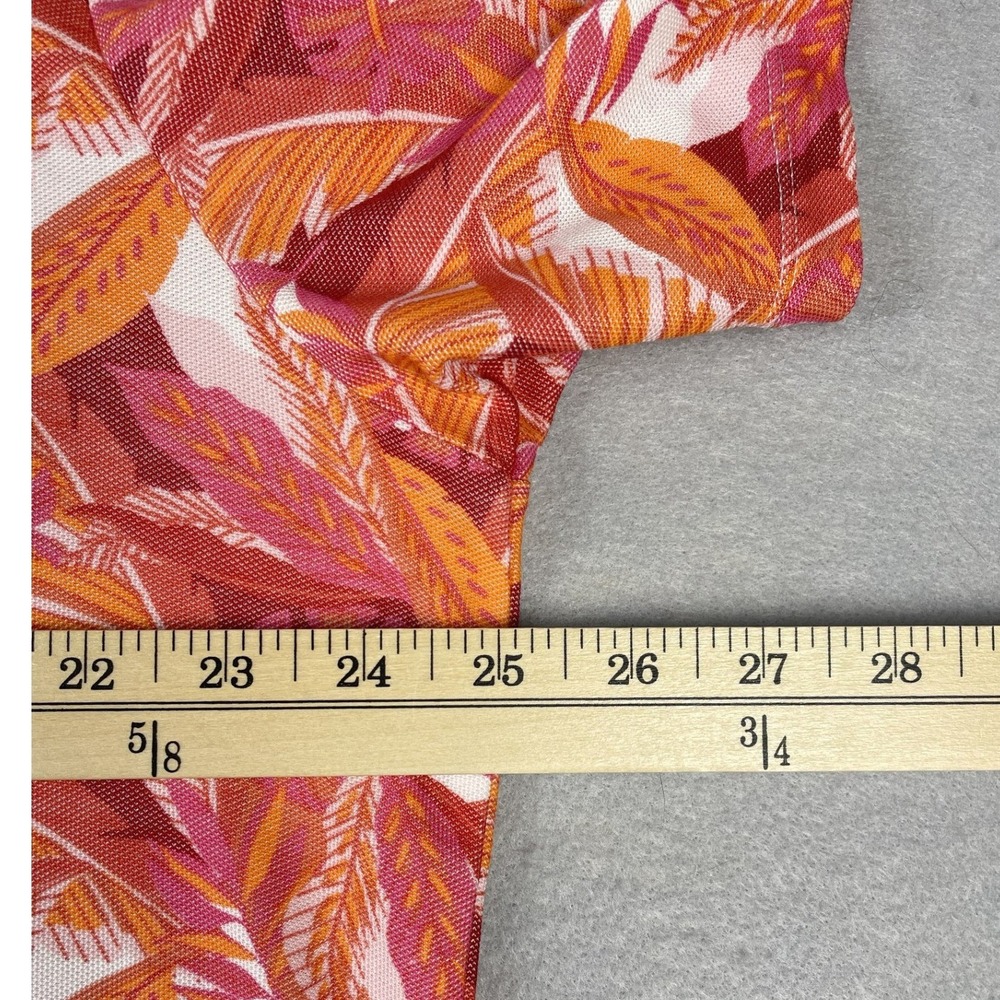 Tommy Bahama Polo Mens XL Orange Tropical Leaf Print Supima Blend Short Sleeve - Picture 6 of 8